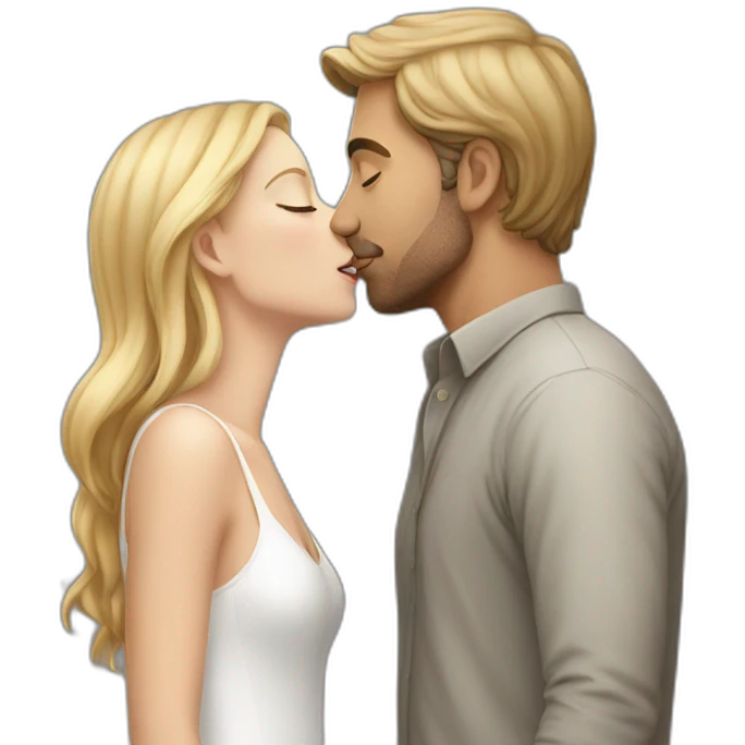 a white man kiss a white girl emoji