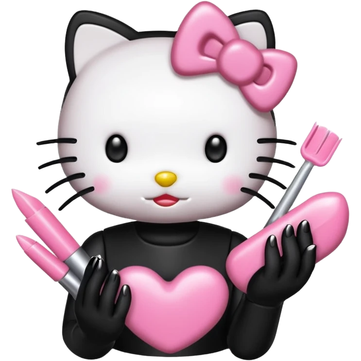 Hello kitty with baddie nails emoji