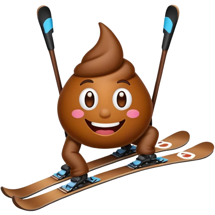 Poop emoji on skis emoji