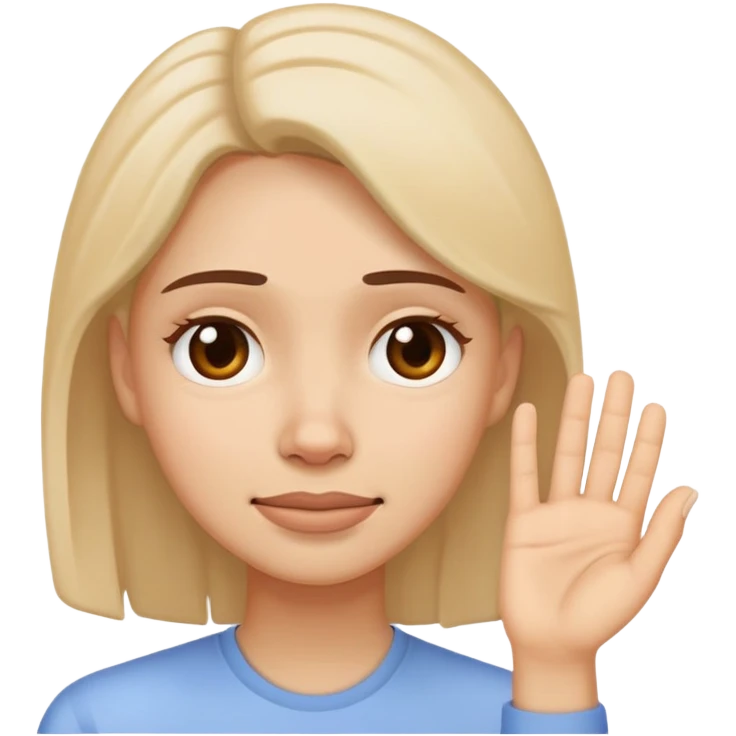 Woman propping up her tired face with hand, with a little smile emoji