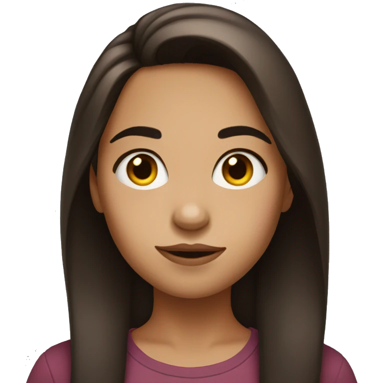 Girl with dark, auburn hair, raising one eyebrow emoji