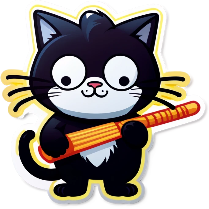 Gato negro en escoba emoji