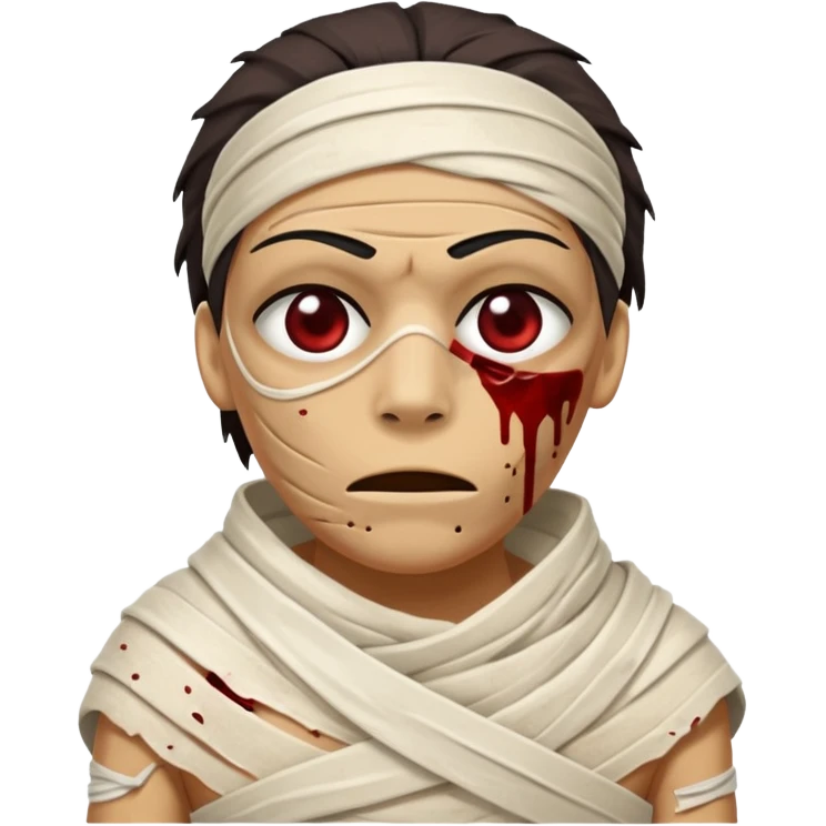 halloween mummy with blood stains semi-covered eyes emoji