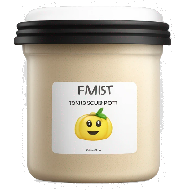 body scrub pot with label emoji