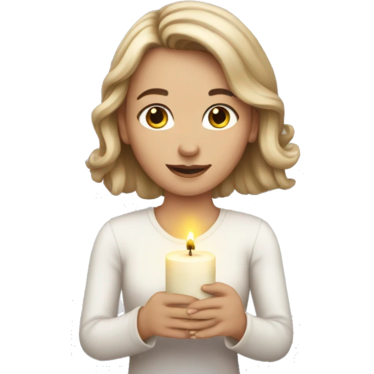 White Girl holding candle  emoji