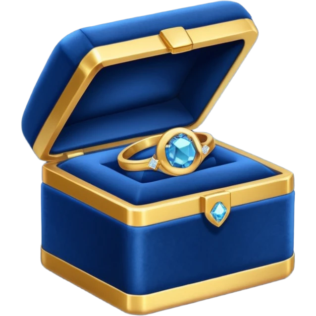 a dark blue box containing a gold ring with a diamond emoji