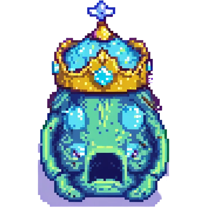 slime monster pixel art with a crown emoji