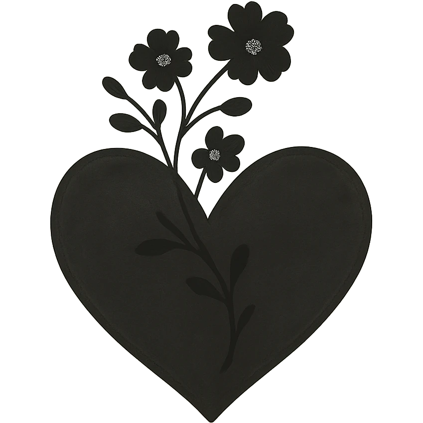 Black flower heart emoji