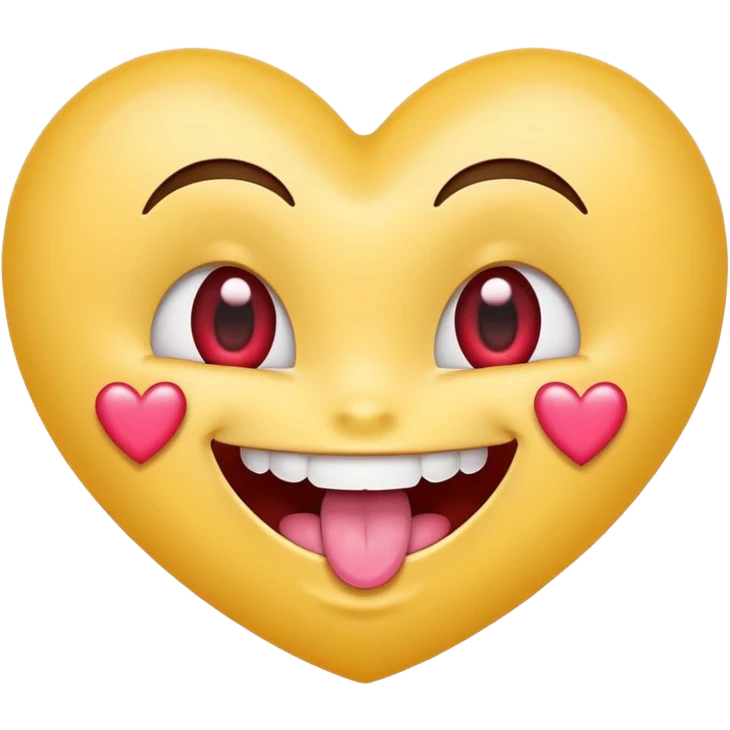 "Perfect smiling face with heart-eyes emoji 😍, classic yellow skin tone, bright open U-shaped smile showing white teeth and pink tongue tip, two large glossy red cartoon heart-shaped eyes with sparkling highlights  emoji