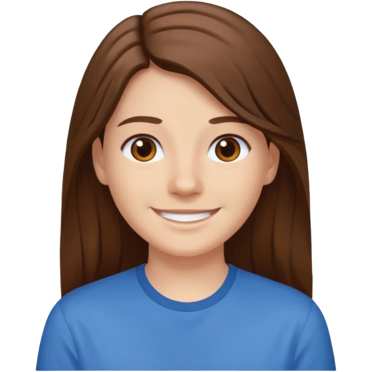 I have long brown hair without fringe, white skin and brown eyes. I want to have a smile emoji