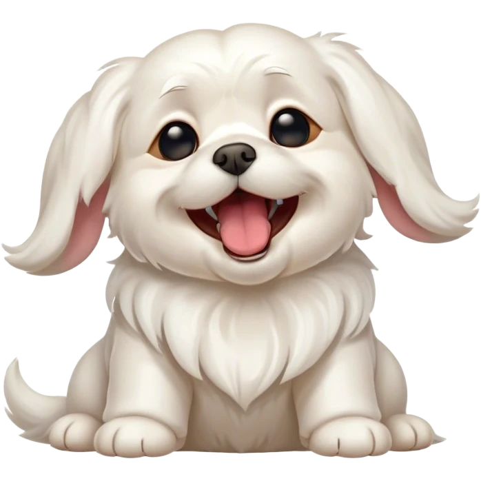 Cinematic Cute Yawning Wavy-Haired Maltese dog Portrait Emoji, Head tilted slightly with a dramatic, wide-open yawn, showcasing a lustrous, wavy-haired white coat with gentle highlights, floppy ears slightly drooping, round dark eyes barely open in drowsy contentment, Simplified yet irresistibly adorable features, highly detailed, glowing with a soft, cozy glow, high shine, relaxed yet expressive, stylized with a touch of whimsy, bright and endearing, soft glowing outline, capturing the essence of a sleepy yet affectionate companion, so drowsy it feels like it could stretch right out of the screen and curl up for a nap! emoji