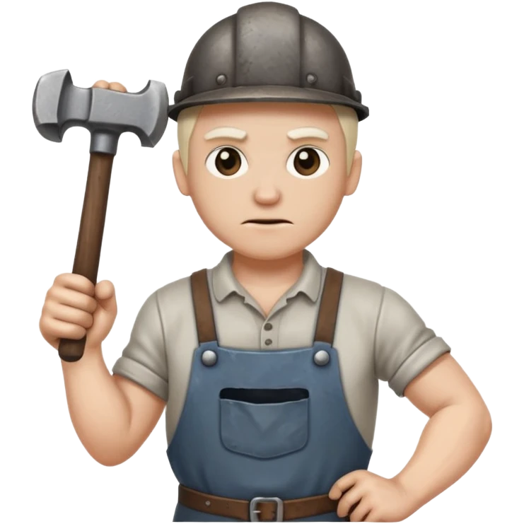 dirty blacksmith white racoon holding hammer emoji