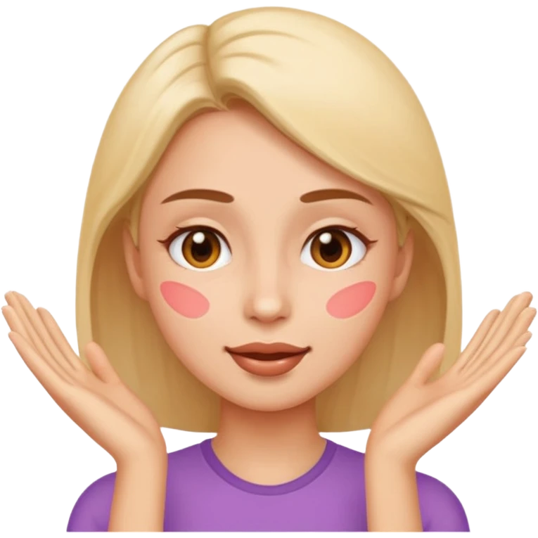 woman doing gentle facial exercises, emoji style, healthy skin, pastel background emoji