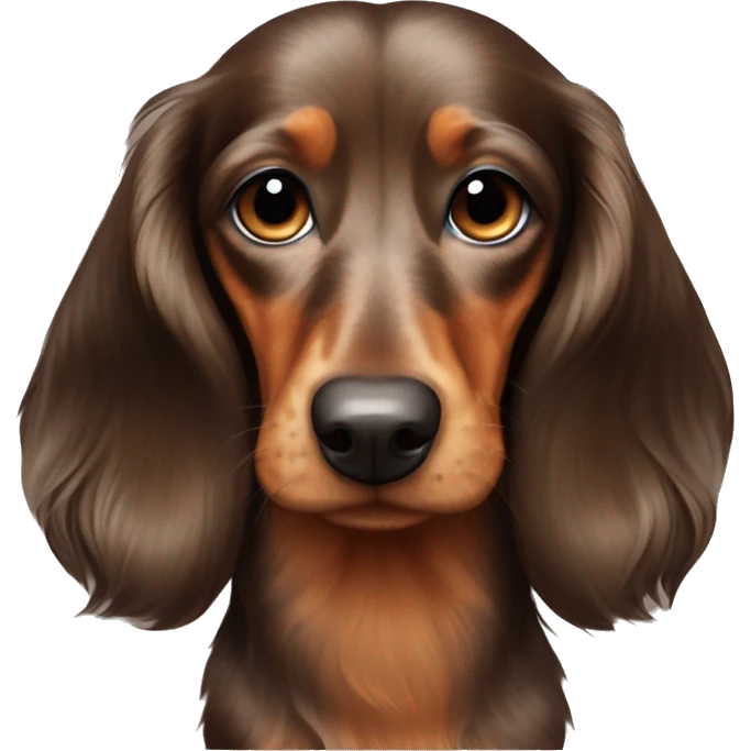 Side eye long haired brown marble dachshund emoji