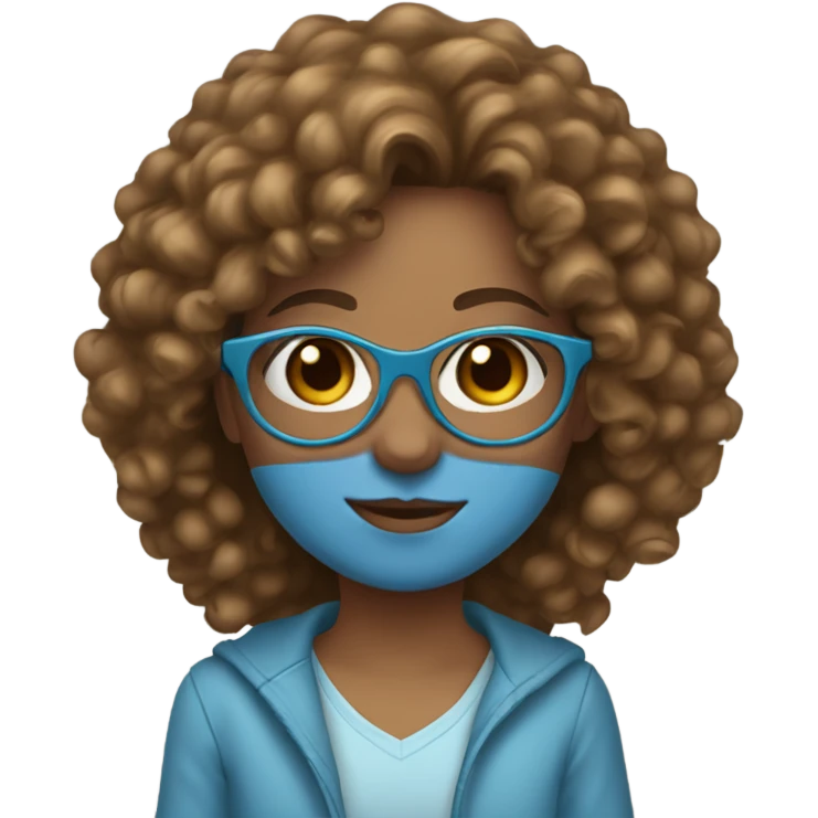 Wearing light blue round glasses Light brown girl with light brown eyes and long curly hair emoji