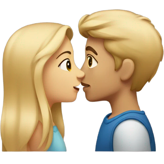 Blonde Girl and Brown haired Boy Kissing emoji
