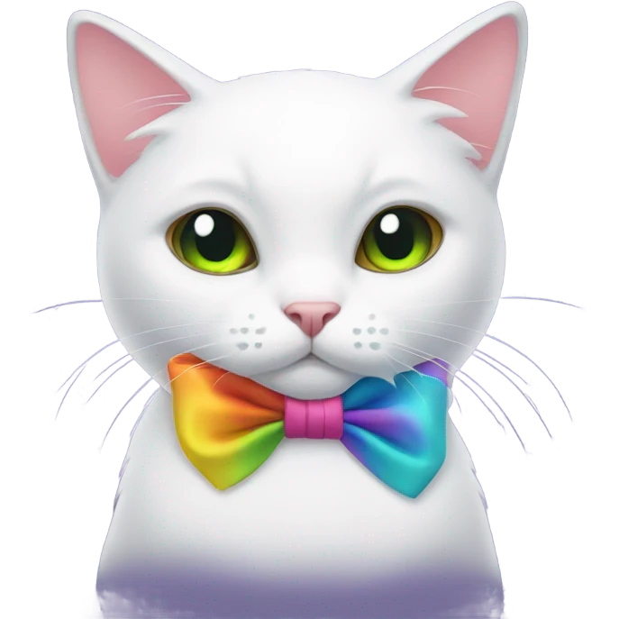 White Cat wearing a bow emoji