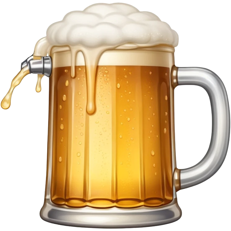 A wobbly tankard overflowing with beer emoji