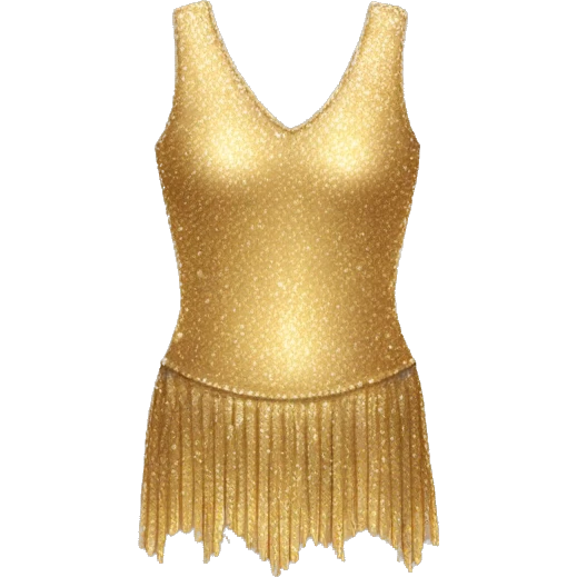 a short gold sparkly dress with fringes alone emoji