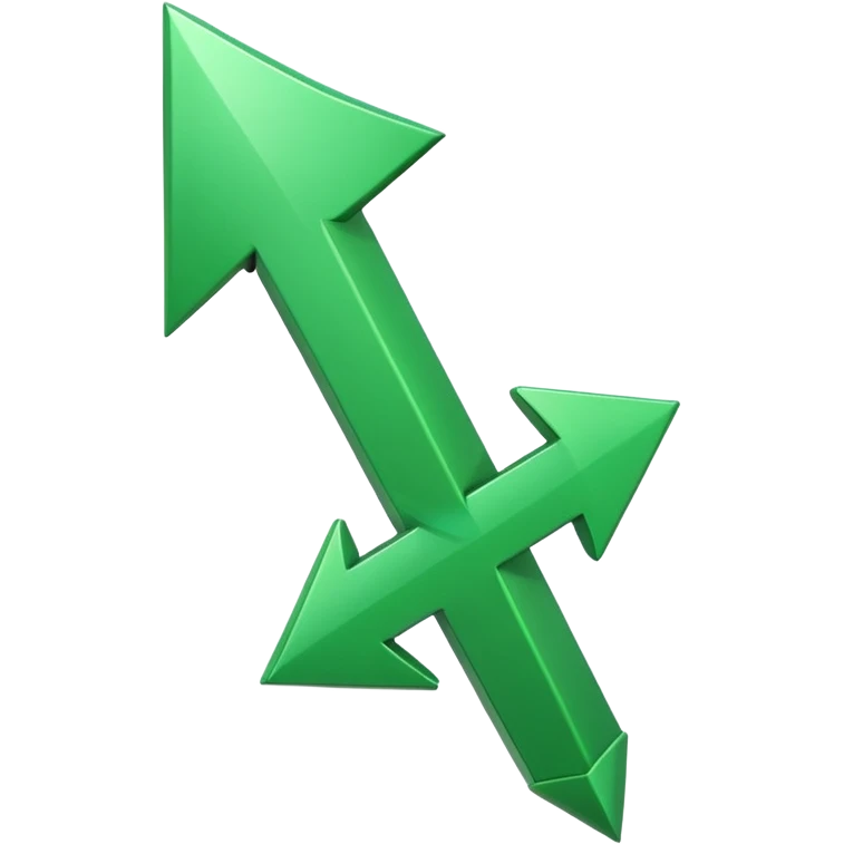 iOS-style 3D emoji: glossy green arrow pointing upward. emoji