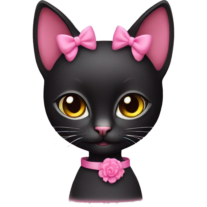 Black cat with pink coquette  emoji