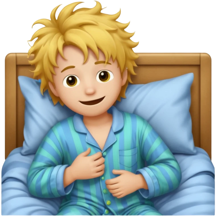 emoji- of a smiley boy getting up from a bed emoji