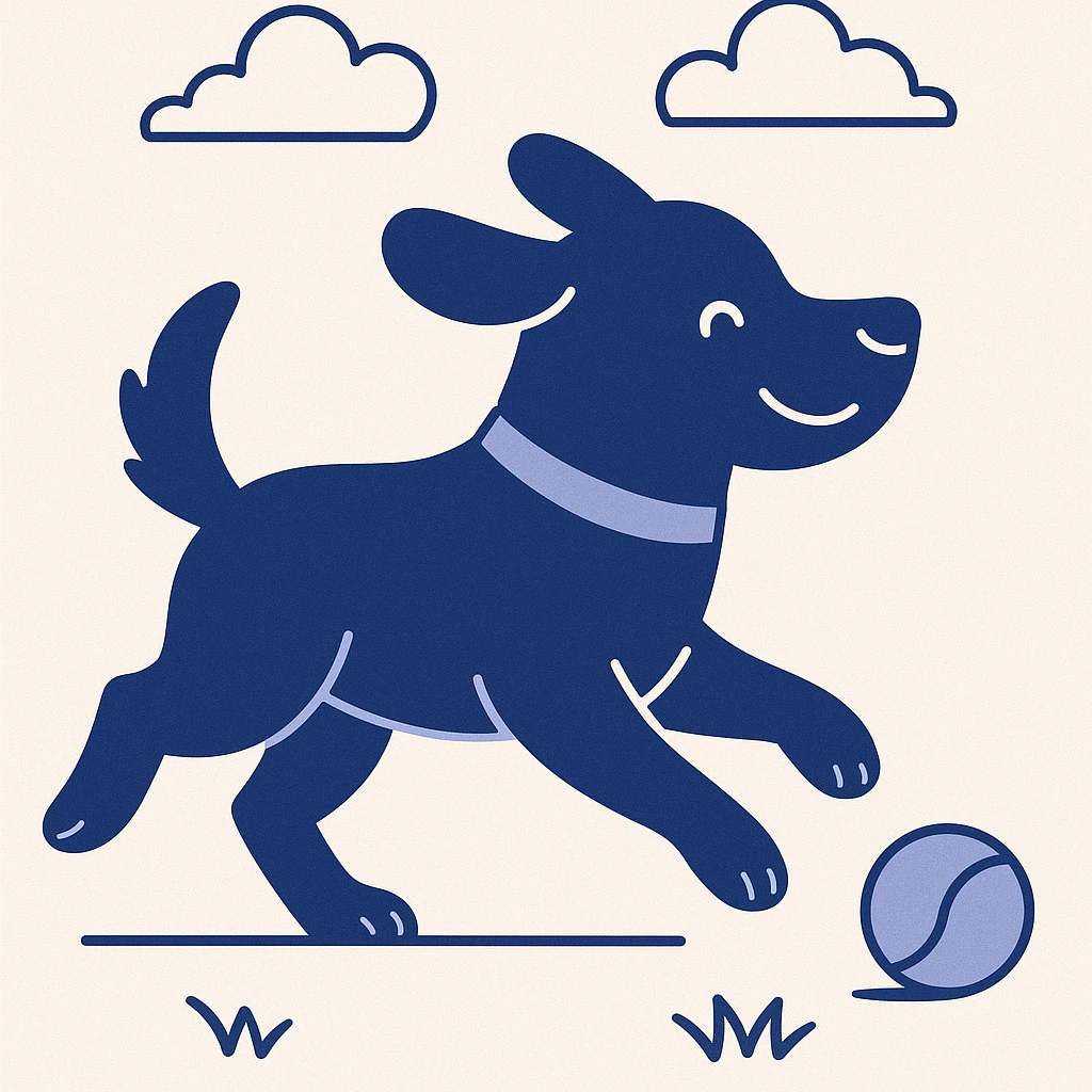 happy dog running after ball emoji
