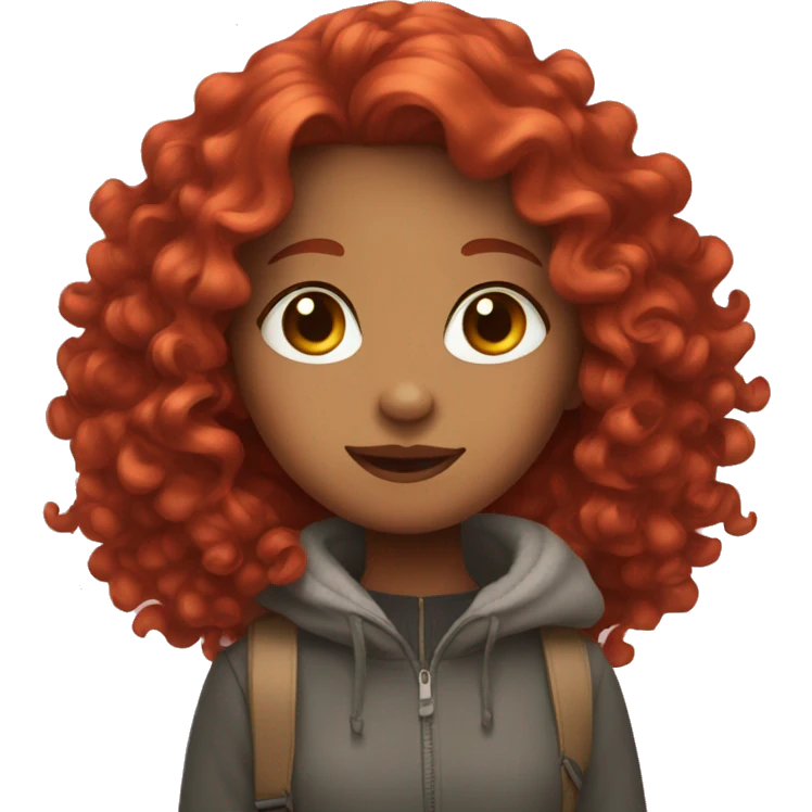 Girl with curly, bright red hair emoji