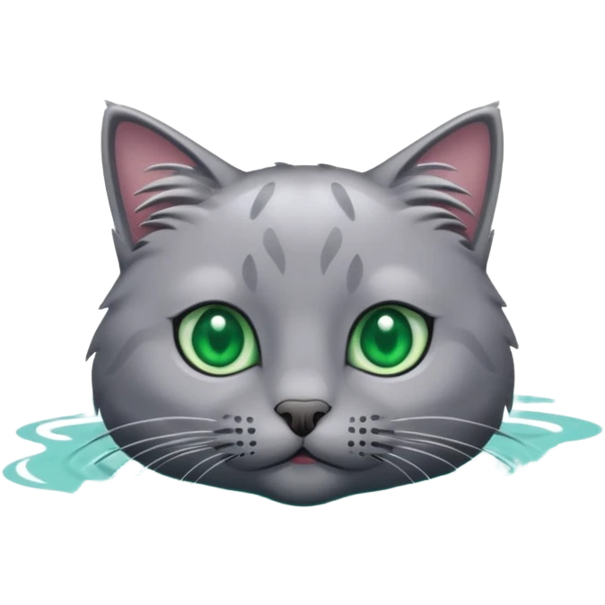 Grey cat swimming emoji