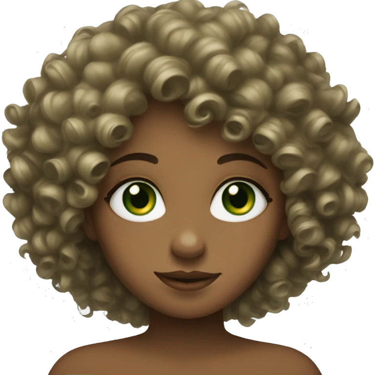 Curly girl with green eyes emoji