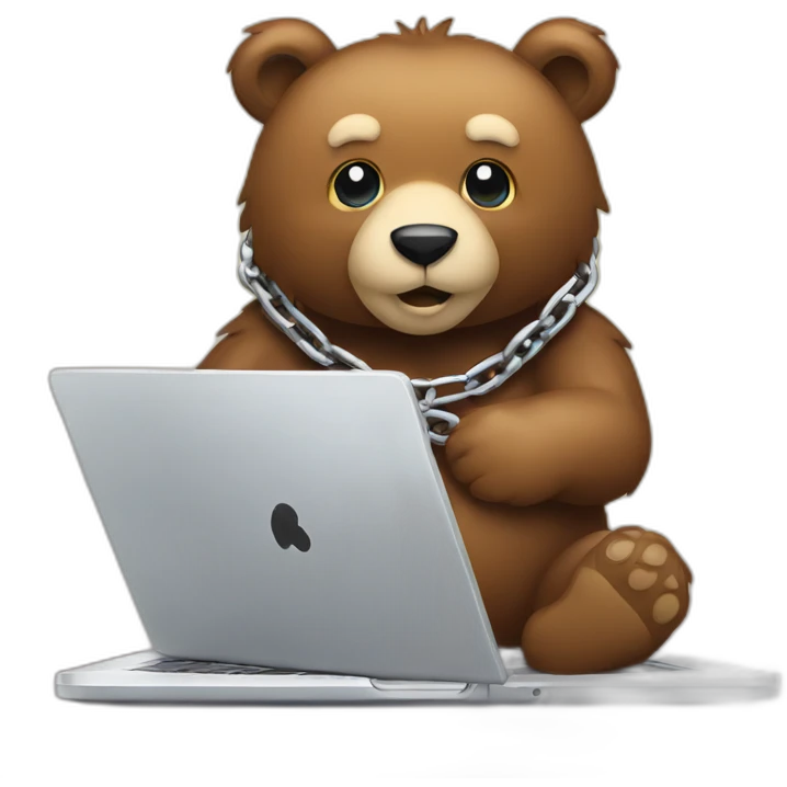 bear chain inside laptop emoji