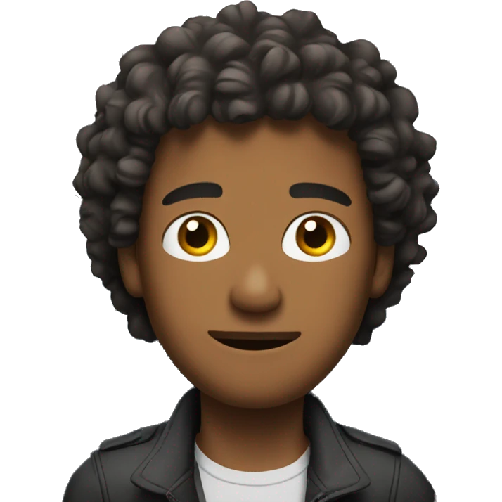 Men with curly hair sits on airplane emoji