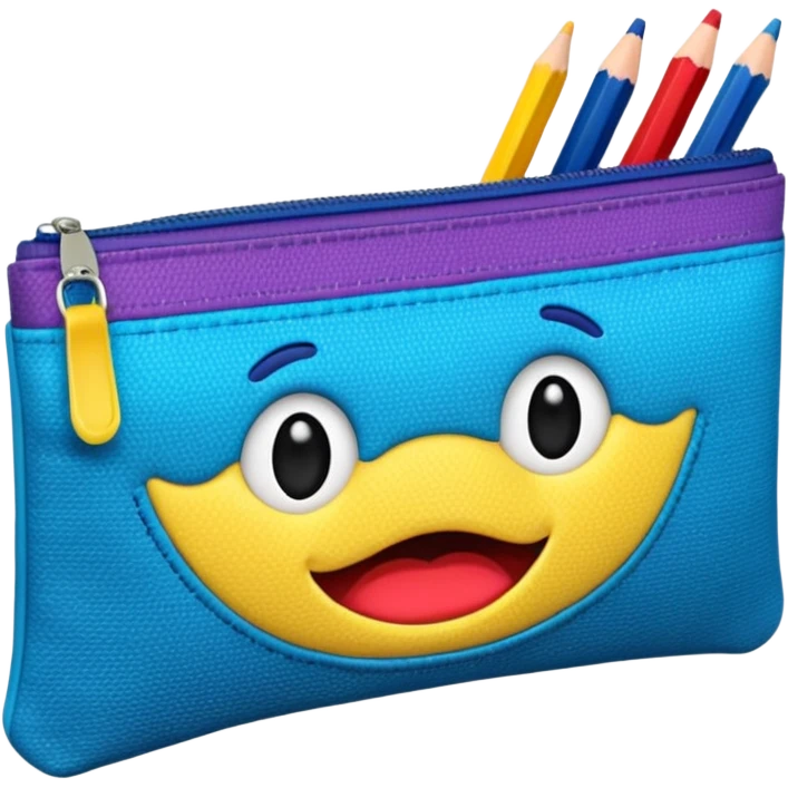 Pencil pouch with zipper mouth emoji