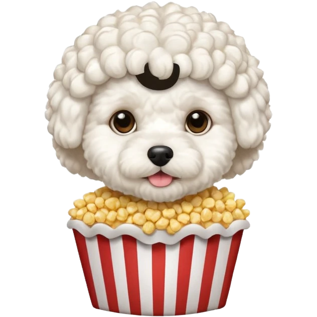 white bichon frise face with popcorn hair emoji