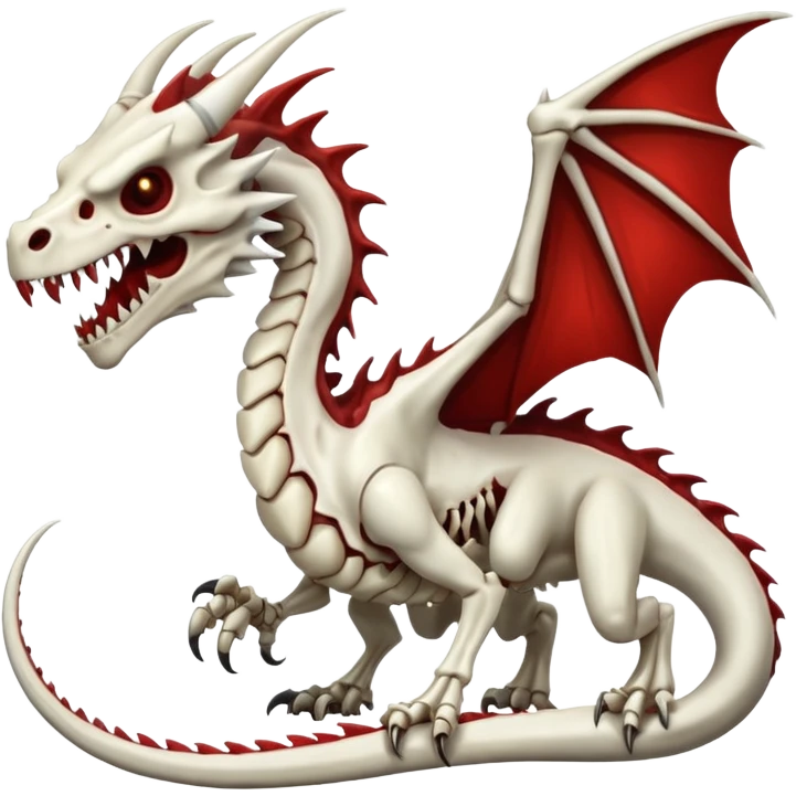 White skeletal skeleton bone dragon with some blood emoji