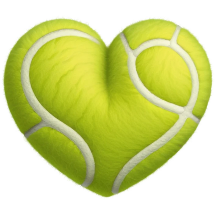 heart made of tennis ball material with green fuzzy texture and white curved lines emoji