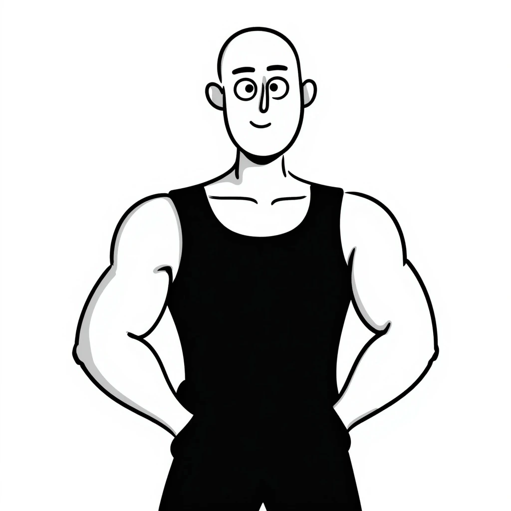 bald muscular man with big eyes emoji