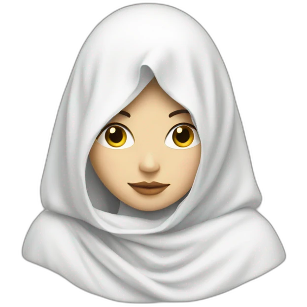  She is veiled, has a white face, and is beautiful  emoji