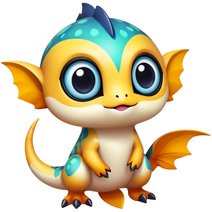 Exotic colorful chibi Fakémon-creature with random markings emoji