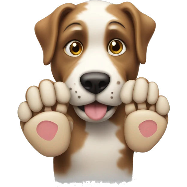 Dobrman with his paw on the display emoji