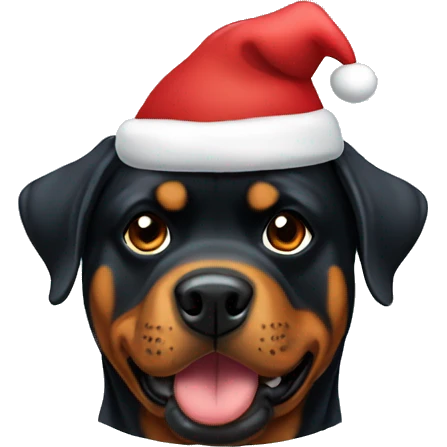 Rottweiler with Santa hat emoji