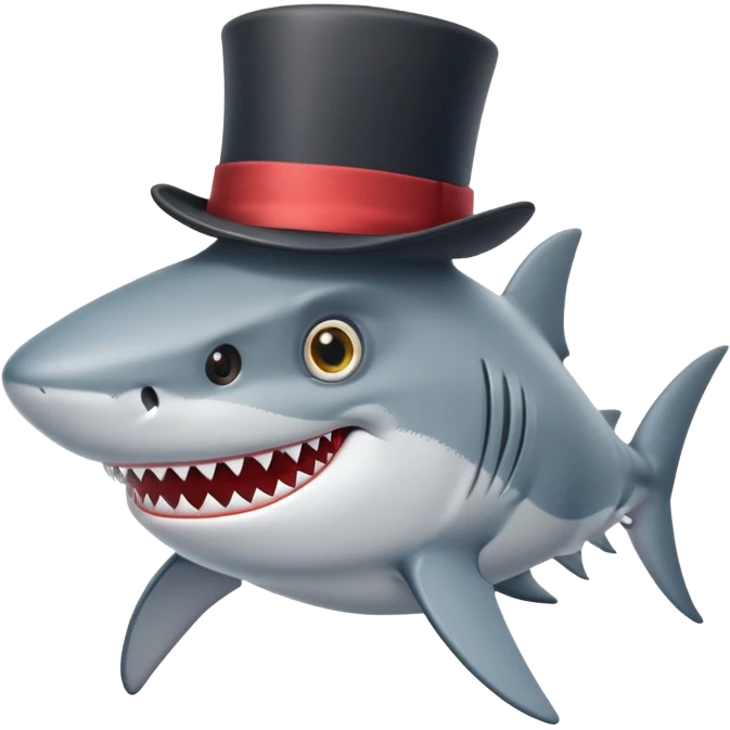 Shark with a top hat emoji