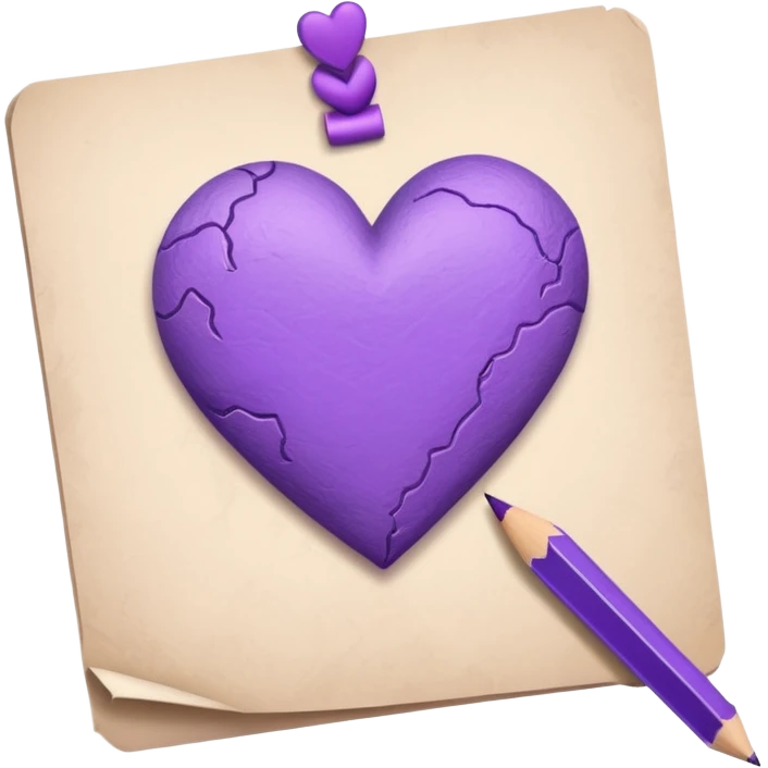 paper with emptu Hand drawn purple heart  with pencil emoji