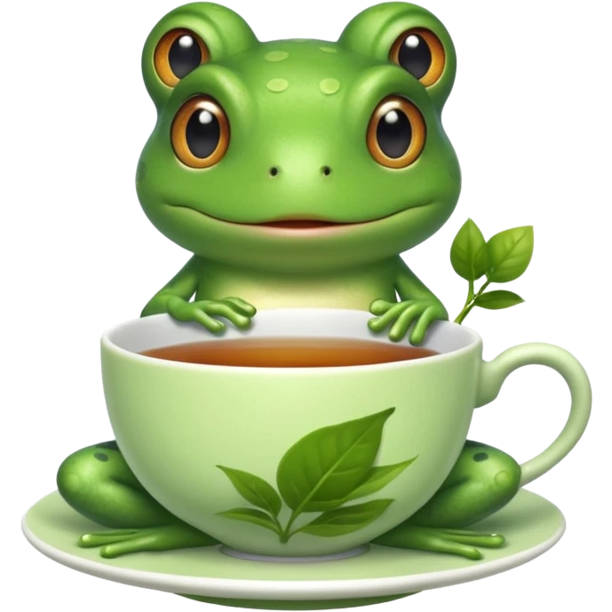 Frog sipping tea emoji