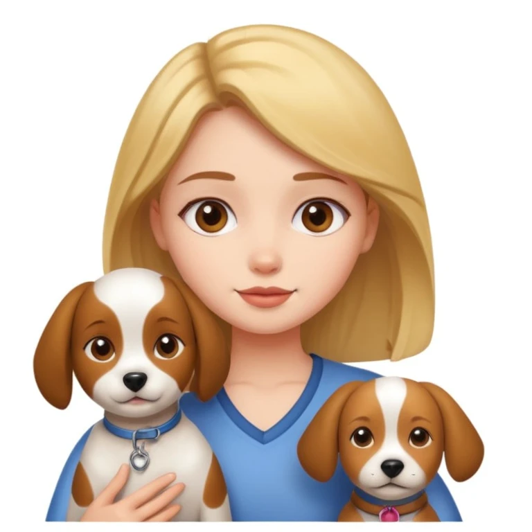 girl and dog posing cute emoji