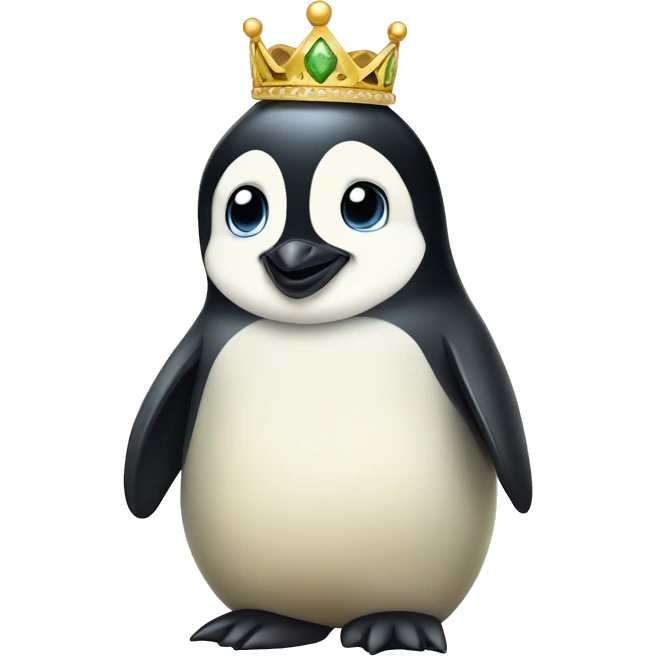 baby emperor penguin wearing royal crown emoji
