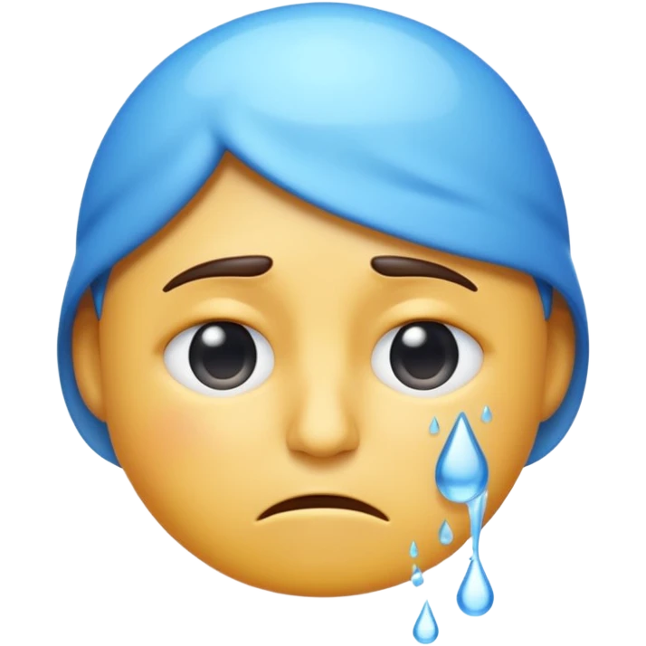 Apple-style emoji illustration of a person sweating, drops of water color, overheated face with sweat drops, half-closed exhausted eyes, annoyed or angry expression, soft 3D emoji style, smooth gradients, rounded shapes, centered composition. emoji