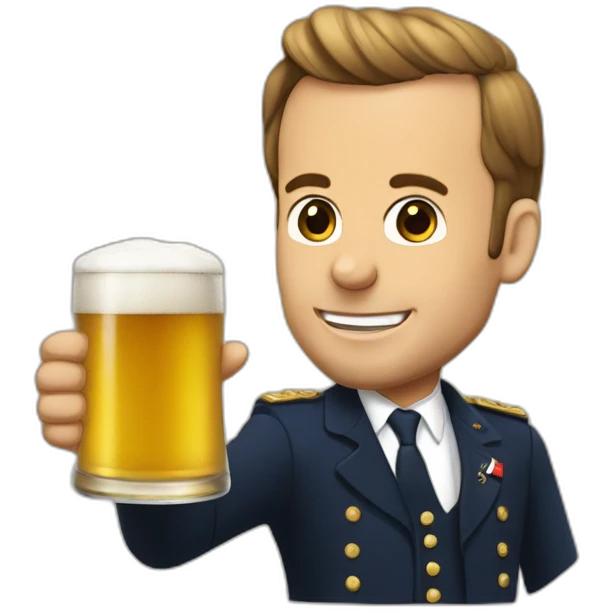 Macron qui boit la biere emoji