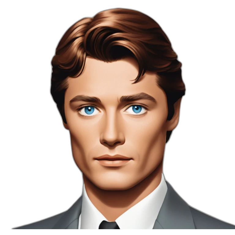 Alain Delon young spy blue eyes short red hair emoji