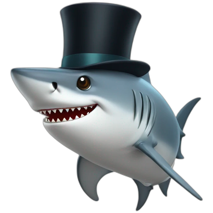 Shark with a top hat emoji